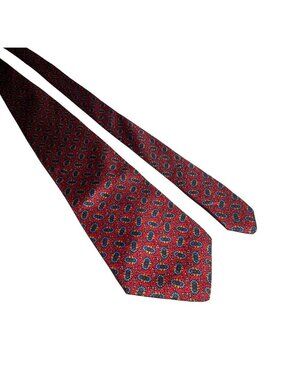 Hamley Scott Red Silk Neck Tie Floral Pattern Mens Accessory Vintage Style Gift